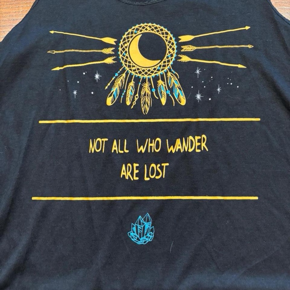 L.A. Soul Black Boho Graphic Tank Top- Size S. NWT - Picture 3 of 5